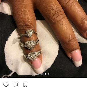 Silver rings wedding band set